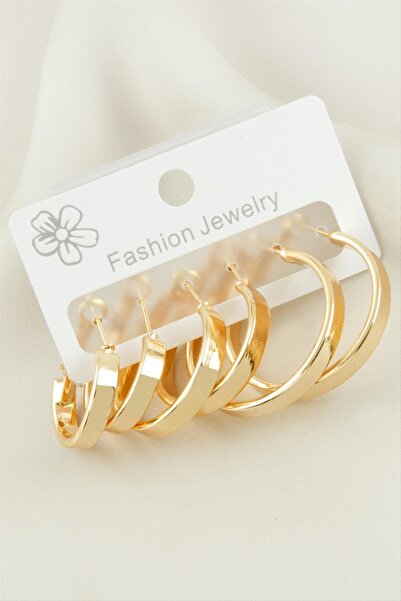 ZERO LAND Hn-Shop 6 Pieces Crushed Ring Earrings 2-2,5-3 Cm-Yellow