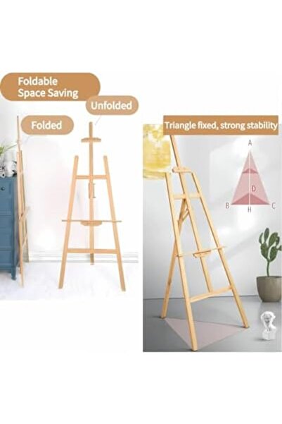 Slasa 120 cm Wooden Stand by - Tripod Easel for Canvas, Signs and Art Display