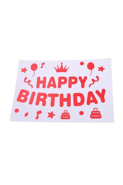 Teo Balloon Sticker, , Birthday Theme, Happy Birthday Pattern, 29x21 cm, Red