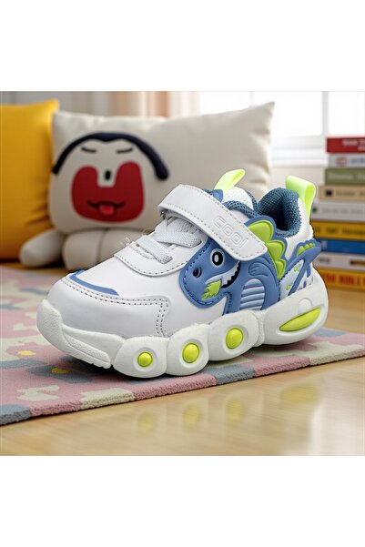 JOJO KIDS Children's Velcro Leather Dino Sneakers, Orthopedic Sole, Very Light Sneaker