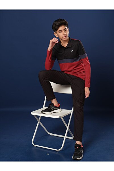 Technosport By Styli Color Block Long Sleeve Polo T-Shirt