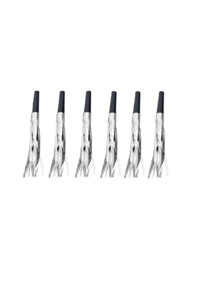 Teo Set 6 Fluiere Party cu Franjuri, , din Plastic, Argintiu
