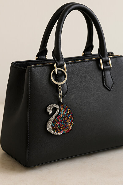 MD Moda Accessories Colorful Stone Swan Figured Keychain