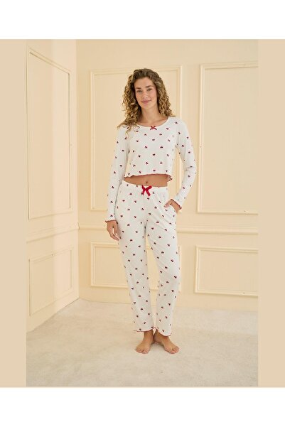 pijamaworld Patterned Camisole Crop Pajama Set