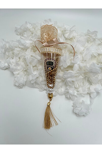 lenagiftworkshop 1 set de cadou GOLD cu conuri din dantelă, mărgele de rugăciune și zikrmatik cu pietre (Mevlid - Hajj - Umrah)