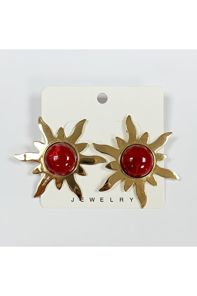 Perissy Gold Color Shiny Sun Earrings with Stones