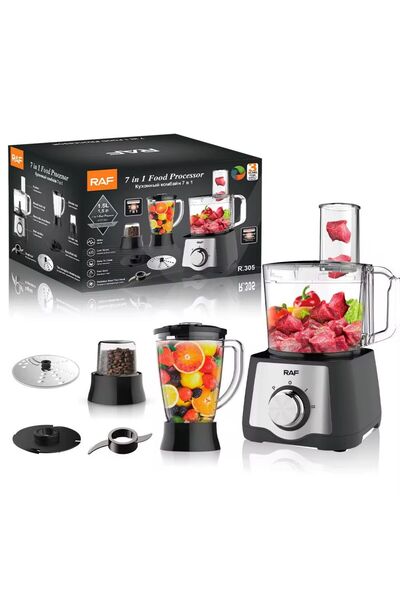 raf Blender Multifunctional 7 in 1 - 1.5L, Rasnita, Tocator Carne si Legume, Blender Suc, Razatoare