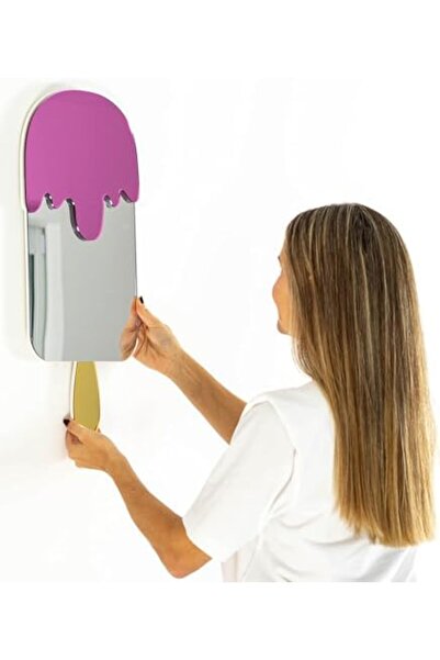Slasa Ice Cream Design Wall Mirror by - Strawberry - 16 x 7 Inches