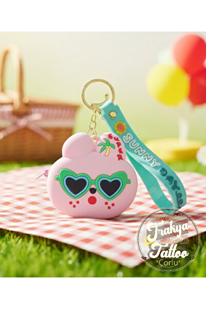 Trakya Tattoo Sevimli Silikon Kalpli Çilek Para Cüzdanı ve Anahtarlık