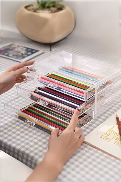 Bayev Şeffaf Dior 3 Çekmeceli Makyaj Organizeri Takı Düzenleyici Organizer