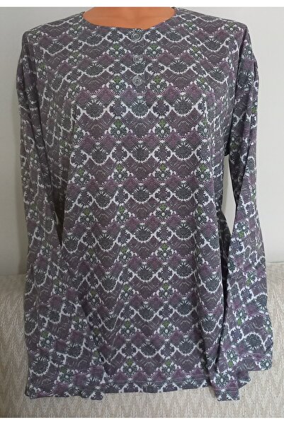 Anne Er Clothing Paper Print Combed Cotton Blouse 3 Buttons Long Sleeve Patterned