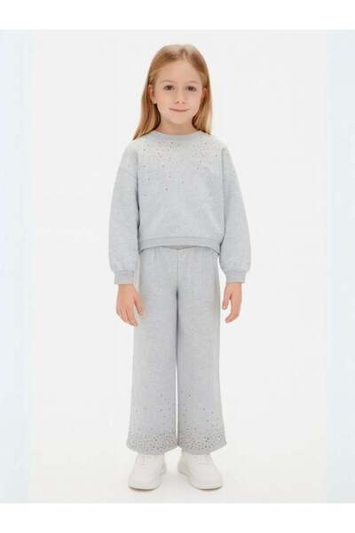 Zekids Girl's Stone Embroidered Tracksuit Set