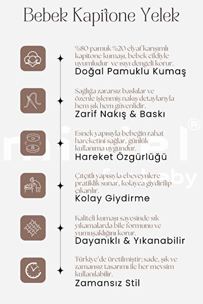 Miniel Baby Girl Princess Printed Organic Cotton 3-6-9 Months Quilted Baby Vest