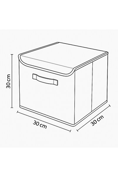 PH Prendi Home 4’lü Siyah Kapaklı Kumaş Dolap İçi Düzenleyici Kutu - 30x30x30 cm Katlanabilir Saklama Kutusu