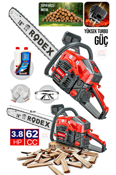 PROXTECH Süper Güçlü 62CC/3.8-4HP Motor Benzinli Dal Kesim Hızar Ağaç Kesme M...