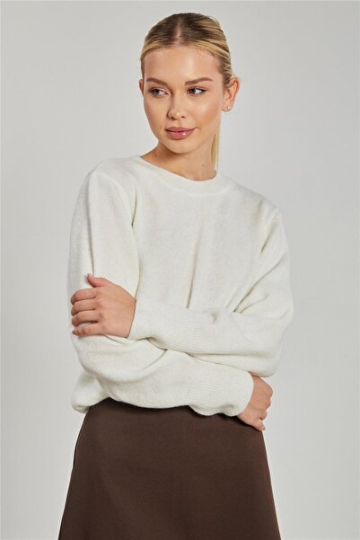 BARRELS AND OIL سترة تريكو نسائية برقبة دائرية - إكرو