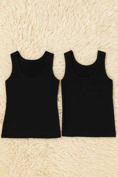 QKK Women's Bamboo Lycra Thick Strap 2-Piece Undershirt Q6K6K1T2Ka