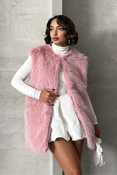 SUN STYLE Long Vest with Collar Hook - Double Pockets and Lining