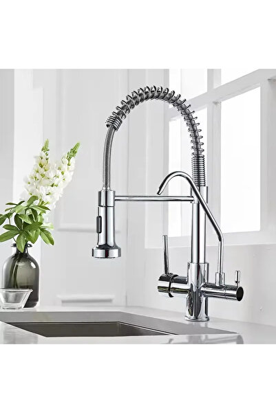 Sanlux Robinet Bucătărie Dual Cromat – Apă Purificată + Apă Caldă/Rece, 360° ...