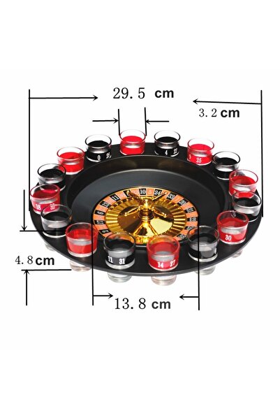 dalip Drinking Roulette Game with 16 Glass Shot Glasses, 30 x 30 x 5.5 cm, Model 2, Red/Black