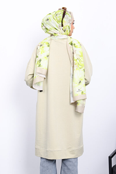 İmajButik Pastel Green Modal Tunic with Slits on the Sides