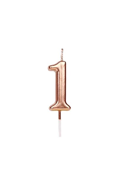 Flippy Cake Candle, Flippy, Number 1 Model, Party, 4.5 x 2.5 cm, Paraffin, Rose Gold