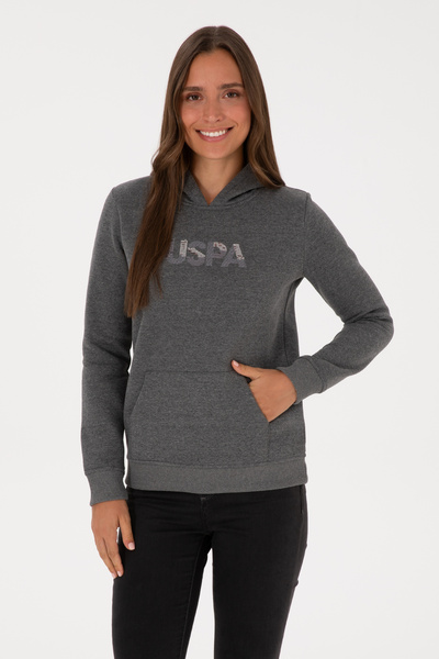 U.S. Polo Assn. Hanorac de bază cu glugă pentru femei, antracit, melange, 503...