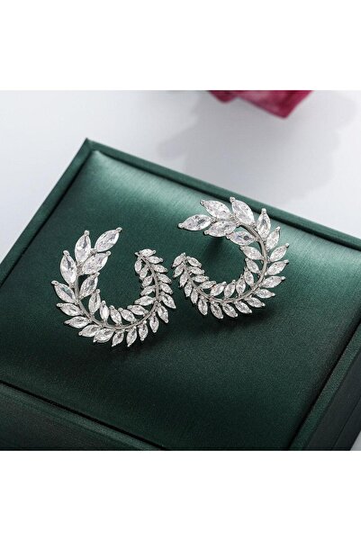 Pursehuit Silver Colour earrings, spiral shape, with zirconium stones, Thorill C30