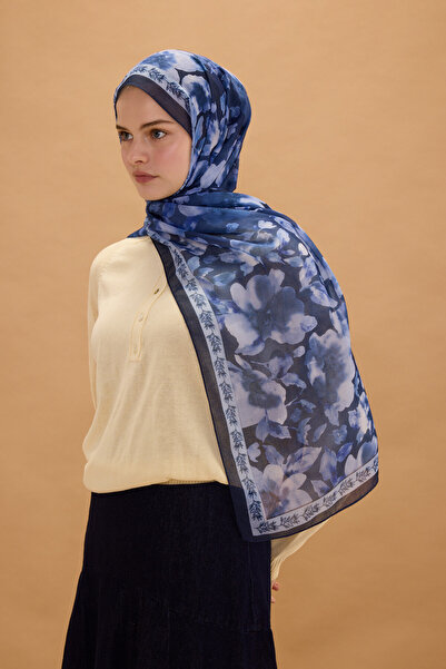 cs camellia scarf Şal Tokyo Rami - Albastru închis