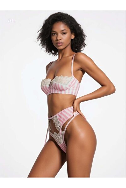 Pemilo Women's 5004 Garter Set Pink