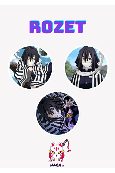 Hara Company Demon Slayer ( İblis Keser ) Animesi Obanai Anime Rozet Seti (3’LÜ)