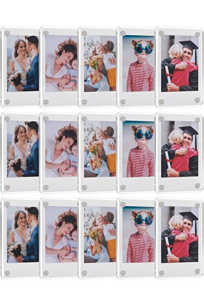 Slasa إطارات صور مغناطيسية من الأكريليك الشفاف (2×3.5 بوصة؛ 5×9 سم) - 15 قطعة