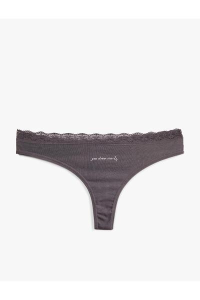 Koton Lace Detailed Cotton Ribbed String Panties (Aw 25)