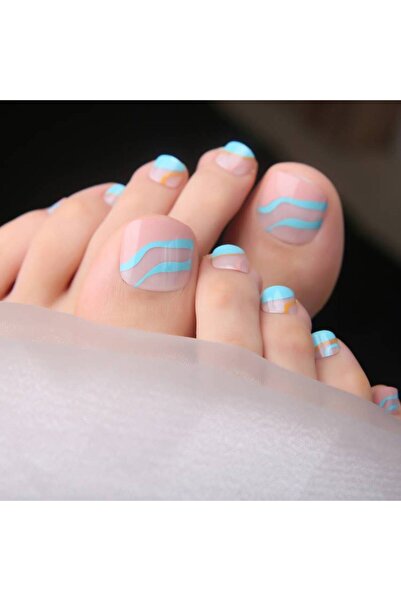 KESNUP Set de 24 unghii de picioare turcoaz de vară