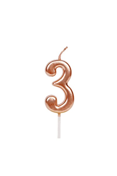 Teo Lumanare de Tort, , Model Cifra 3, Party, 4.5 x 2.5 cm, din Parafina, Ros...