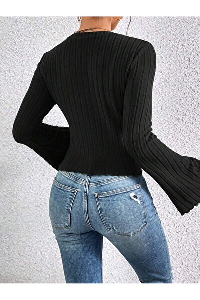 MOONBULL KADIN FİTİLLİ PAMUKLU KUMAŞ İSPANYOL KOLDETAYLI BLUZ