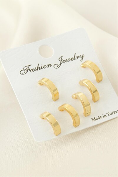 ZERO LAND Hn-Shop 6 Pcs Half Hoop Earrings 1 Cm-Yellow