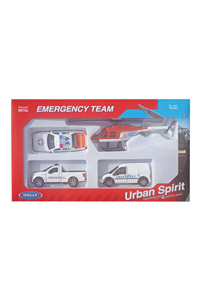 WELLY Set Masinute scara 1/64 Emergency Urban Spirit, W 98160/4 G