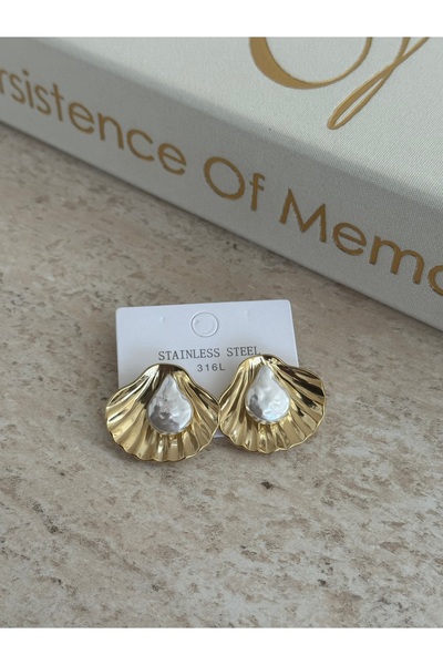 LUXSTONE Oyster Shell Pearl Gold Earrings