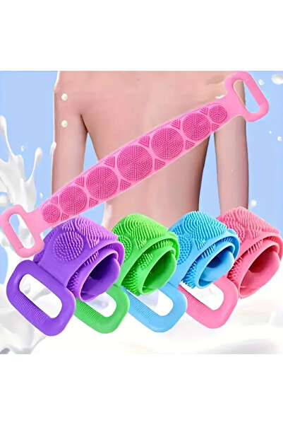 Askımo Çift Taraflı Banyo Sırt Kesesi Silikon Duş Lifi Fırçası 70 Cm Peeling Vücut Banyo Fırça