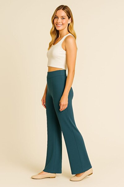 enmodaiçgiyim Преміум тканина, висока талія, бавовняні, еластичні, з широкими штанинами, жіночі штани - димчасті