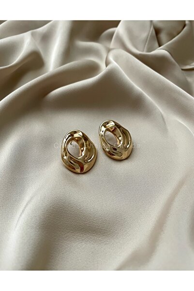 cheida Altın Renk Modern Form Küpe