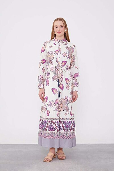 Levidor Φόρεμα με μπεζ πουκάμισο με λεπτομέρεια με κορδόνι στη μέση