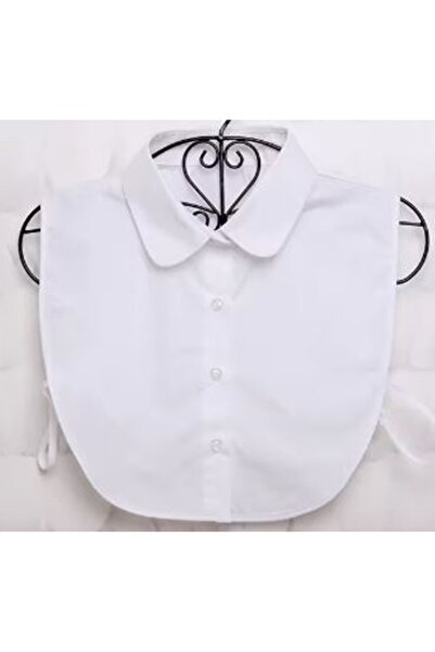 KESNUP Ψεύτικο κολάρο πουκάμισου, αφαιρούμενο, απλό στρογγυλεμένο σχέδιο, λευκό