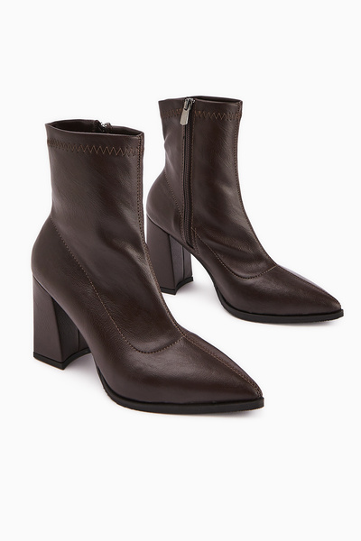 Limoya Γυναικείες μπότες με χοντρό τακούνι Susy Brown Stretch