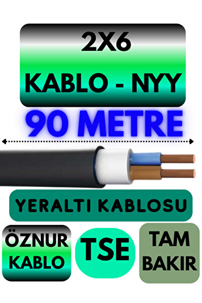 Avarson Öznur 2X6 NYY (Yeraltı Kablosu) Metre Seçenekli 90 METRE
