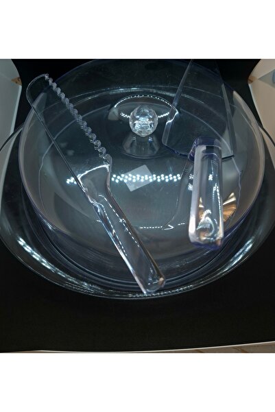 Mustran 4-Piece Glass-Look Cake Serving Set – Unbreakable Acrylic, with Knife and Spatula