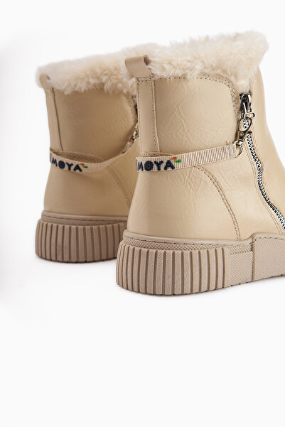 Limoya Γυναικείες αθλητικές μπότες Sora Beige Sheepskin με φερμουάρ