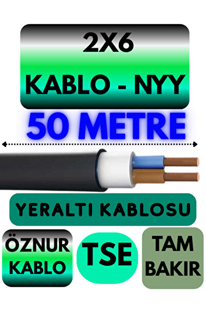 Avarson Öznur 2X6 NYY (Yeraltı Kablosu) Metre Seçenekli 50 METRE