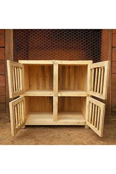 KARAYİĞİT AHŞAP MOBİLYA DEKORASYON 4 Gözlü Ahşap Kafes – Doğal Ahşap, El Yapımı